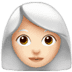 👩🏻‍🦳 woman: light skin tone, white hair display on Apple